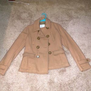 American eagle tan short pea coat, S